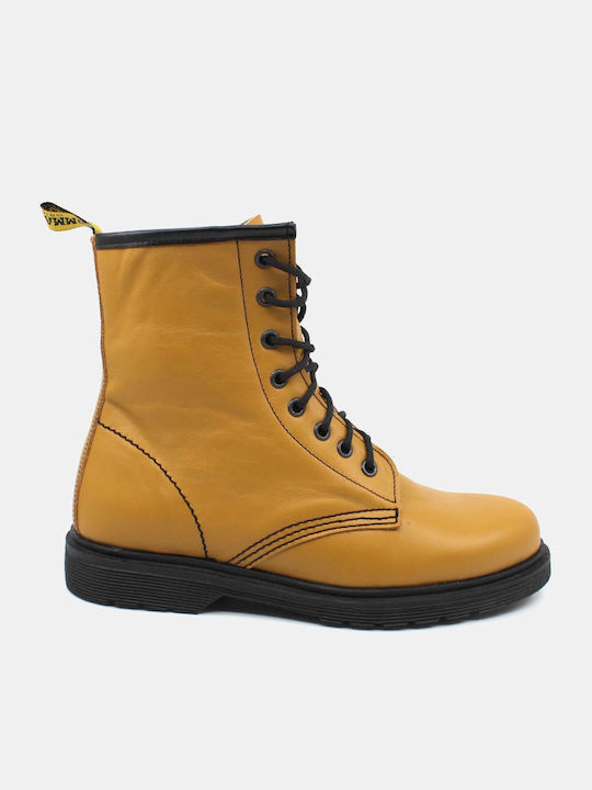 Leder Stiefeletten Damen Gelb