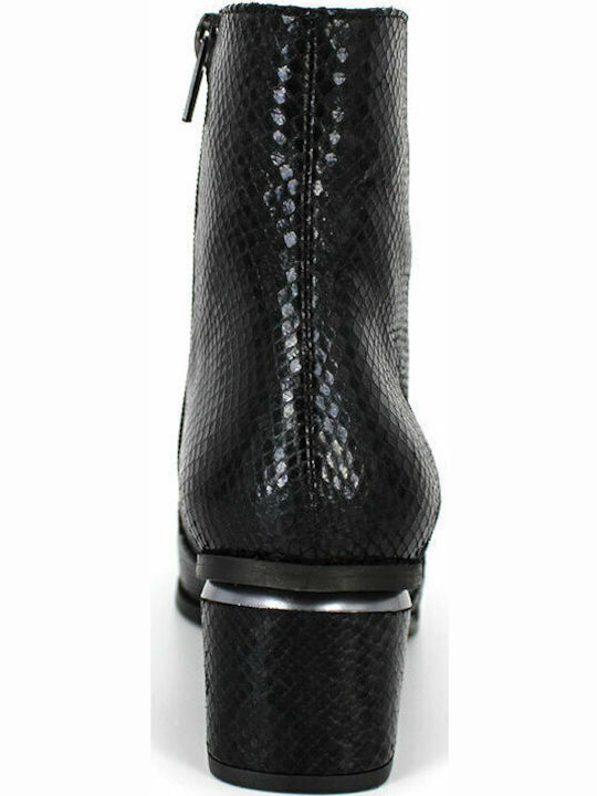 Leder Stiefeletten Damen Schwarz