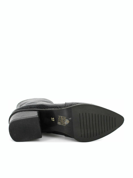 Leder Stiefeletten Damen Schwarz