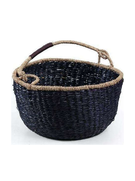 Soulworks Dekorativer Korb Korbweide mit Griffen Black-Natural 20x20x14cm