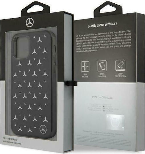 Mercedes-Benz Silver Stars Pattern Back Cover Πλαστικό Μαύρο (iPhone 12 / 12 Pro)