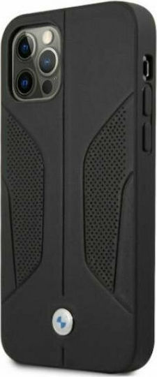 BMW Leather Perforate Sides Back Cover Δερμάτινο Μαύρο (iPhone 12 / 12 Pro)