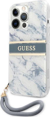 Guess Marble Stripe Silicone Back Cover Blue (iPhone 13 Pro)