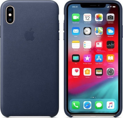 Apple Umschlag Rückseite Leder Blau (iPhone XS Max)