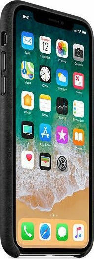 Apple Leather Case Задна корица Кожа Черен (iPhone XS Max)