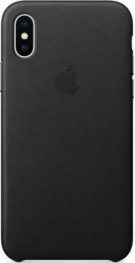 Apple Leather Case Задна корица Кожа Черен (iPhone XS Max)