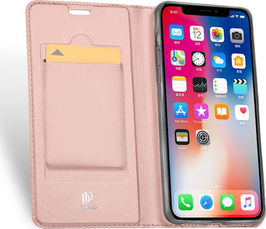 Dux Ducis Skin Pro Книга Изкуствена кожа Розово злато (iPhone XR)