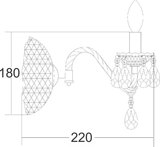 Aca Pegasus Vintage Lamp Wall with Socket E14 Black 18cm