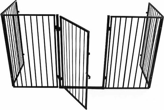 Kaminer 00002961 Metallic Fireplace Screen with 5 Panels 160x60x74.5cm Black