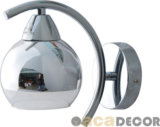 Aca Alien Μοντέρνο Φωτιστικό Τοίχου με Ντουί E27 Ασημί 20εκ.
