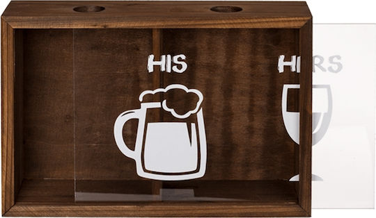 Out of the Blue His & Hers Drinking Accessories Wooden Storage Box Beer And Wine Caps 71/3191