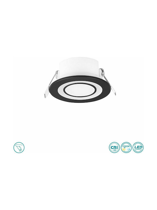Trio Lighting Core Rund Kunststoff Einbau Spot mit integriertem LED und Warmweißes Licht Schwarz 8.2x8.2cm. 1Stück