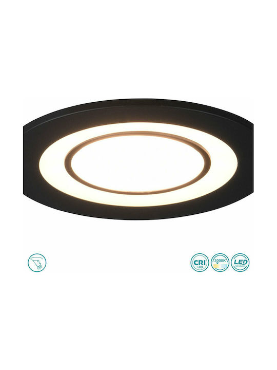 Trio Lighting Core Rund Kunststoff Einbau Spot mit integriertem LED und Warmweißes Licht Schwarz 8.2x8.2cm. 1Stück
