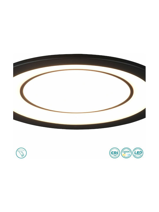 Trio Lighting Core Round Plastic Recessed Spot with Integrated LED and Warm White Light Black 14.8x14.8cm. 1pcs