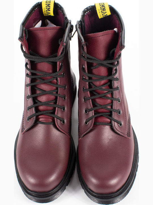 Leather Women's Ankle Boots Burgundy