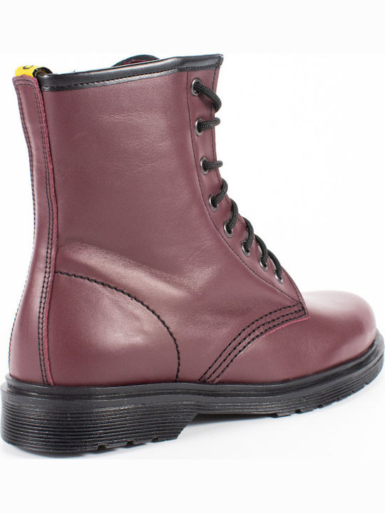 Leather Women's Ankle Boots Burgundy