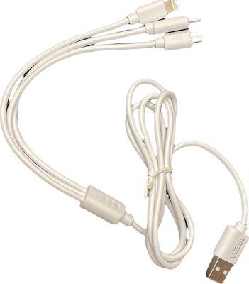 Treqa Regular USB to Lightning Cable Λευκό 1.2m (CA-820)