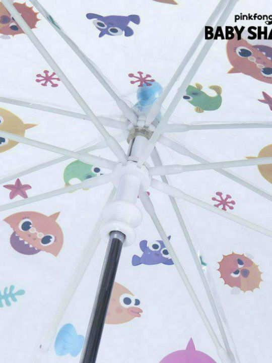 Cerda Kinder Regenschirm Gebogener Handgriff Baby Shark Durchsichtig mit Durchmesser 45cm.