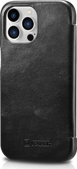 iCarer Curved Edge Vintage Book Δερμάτινο Μαύρο (iPhone 13 Pro)