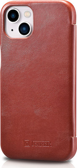 iCarer Curved Edge Vintage Book Leather Red (iPhone 13 mini)