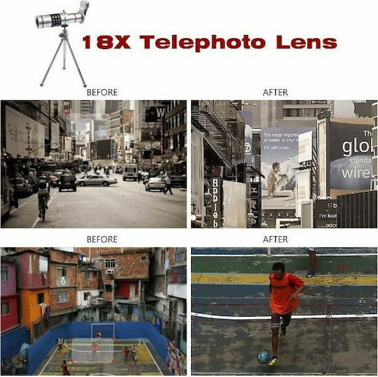 HX-1805 Phone Camera Lens Set Telephoto 18x in Silver Colour
