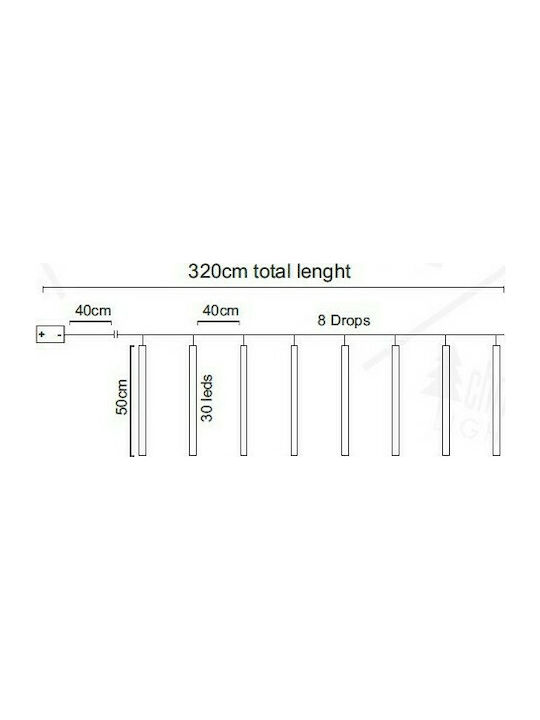 240 Λαμπάκια LED 3.2μ. Ψυχρό Λευκό τύπου Βροχή