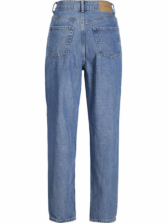 High Waist Women's Jean Trousers in Mom Fit Medium Blue Denim