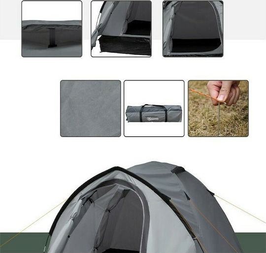 Outsunny Summer Camping Igloo Tent Grey for 4 People 325x183x130cm