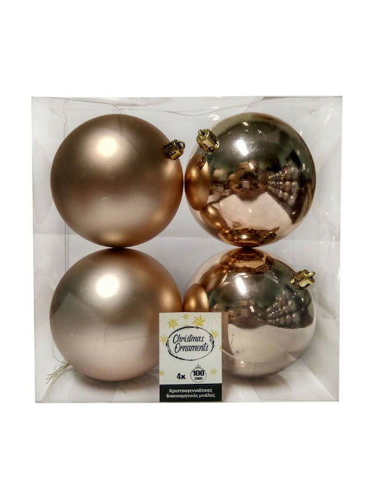 Hanging Ball Ornament Ornament Plastic Rose Gold 10cm Set 4pcs
