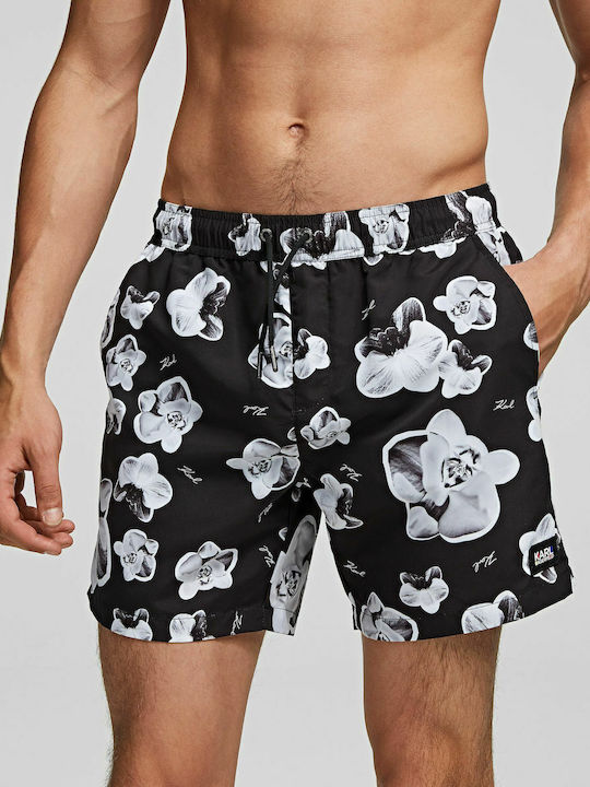 20MBM12 Men's Swimwear Shorts Black with Patterns