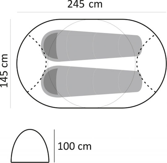 Grasshoppers Flash 2 Καλοκαιρινή Σκηνή Camping Pop Up Γκρι για 3 Άτομα 245x145x100εκ.