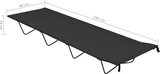Foldable Guest Bed Campaign Single Black Set 2 Pieces 180x60x19 cm