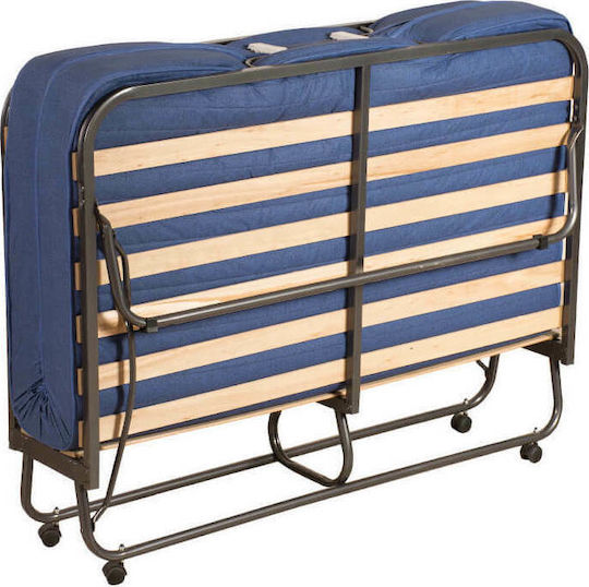 Folding Guest & Folding Bed with Mattress 10cm Double Blue 190x140x33cm