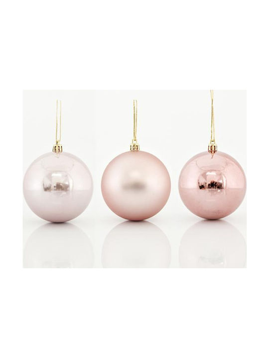 Eurolamp Christmas Plastic Ball Ornament Pink 10x10cm 6pcs