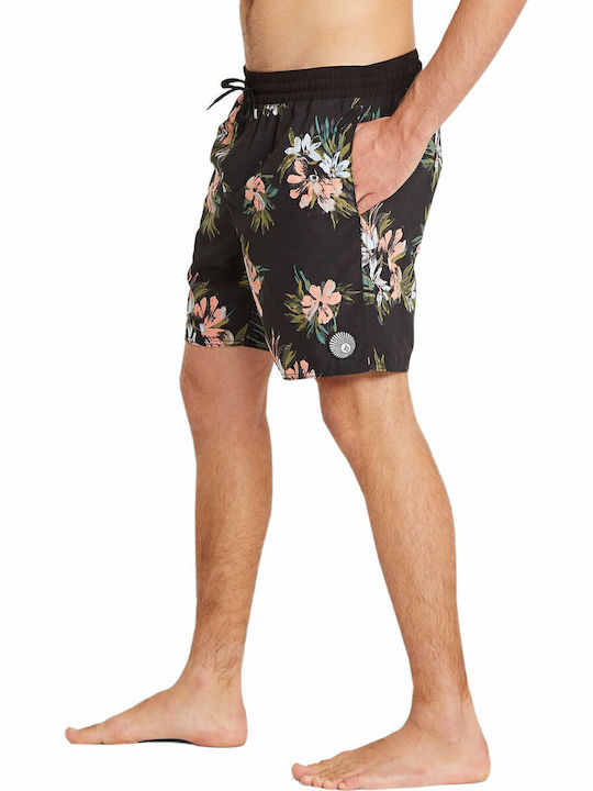Earthly Delight 17" Men's Swimwear Bermuda Black Floral