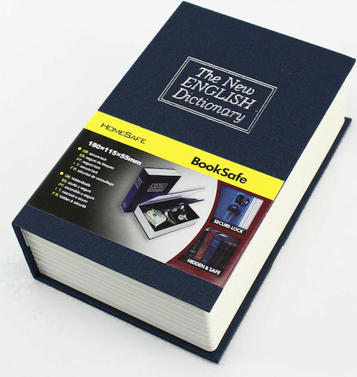 ACP The New English Dictionary Book Safe with Lock Blue 24x15x5.5cm