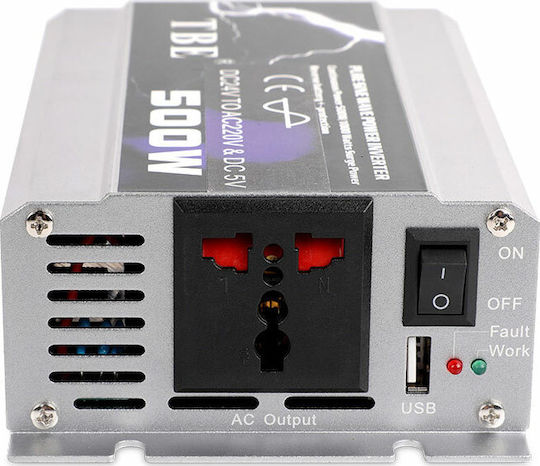 TBE TBE Καθαρού Ημιτόνου Inverter Ισχύος 500W με Τάση Εισόδου 12V