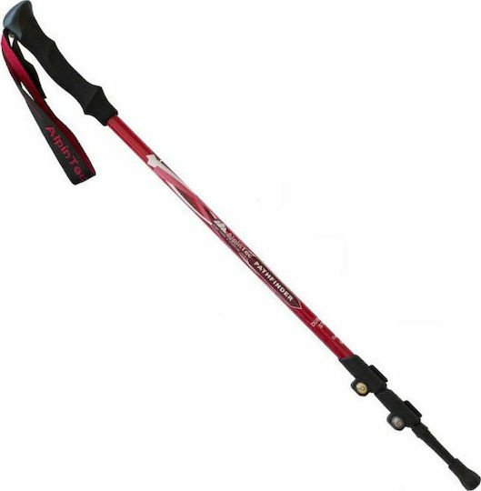 AlpinPro Pair of Telescopic Aluminum Fast Lock Trekking Poles with 3 Sections Pathfinder 6061 Red 285gr