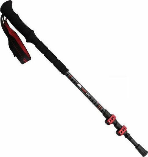 AlpinPro Pair of Telescopic Carbon Fiber Fast Lock Trekking Poles with 3 Sections Pindos Carbon Black 210gr