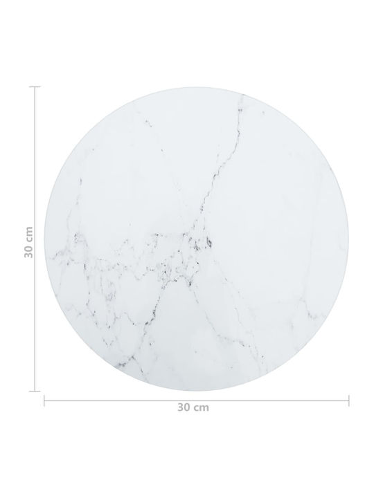 vidaXL Round Table Surface made of Glass White 30x30cm 322245 1pcs
