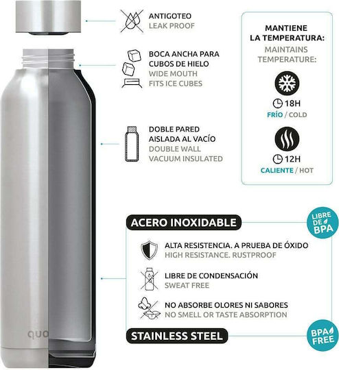 Quokka Solid Sticlă Termos Oțel inoxidabil Fără BPA 510ml Maro