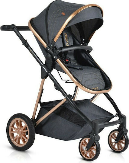 Moni Midas Adjustable 3 in 1 Baby Stroller Suitable for Newborn Black 10.2kg