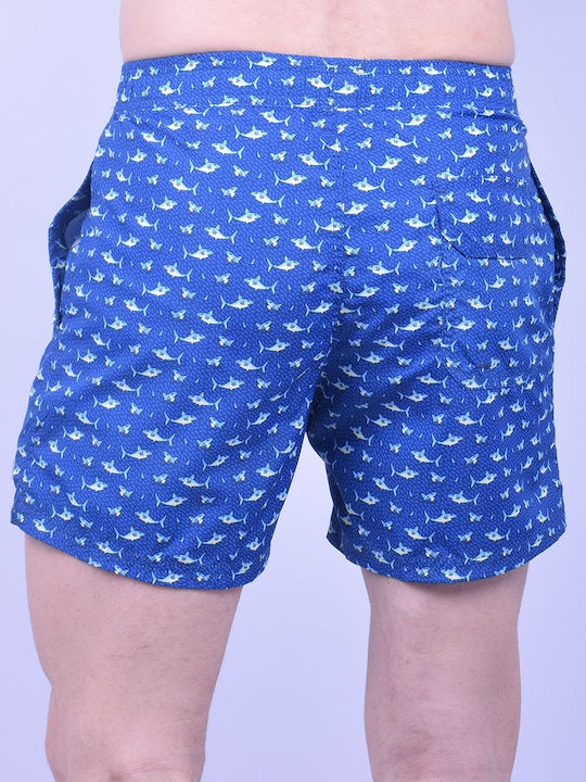 Ανδρικό Μαγιό Βερμούδα Μπλε με Σχέδια