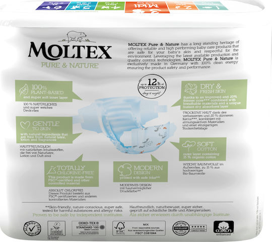 Moltex Scutece cu bandă adezivă Pure & Nature Nr. 3 pentru 4-9kg 33buc