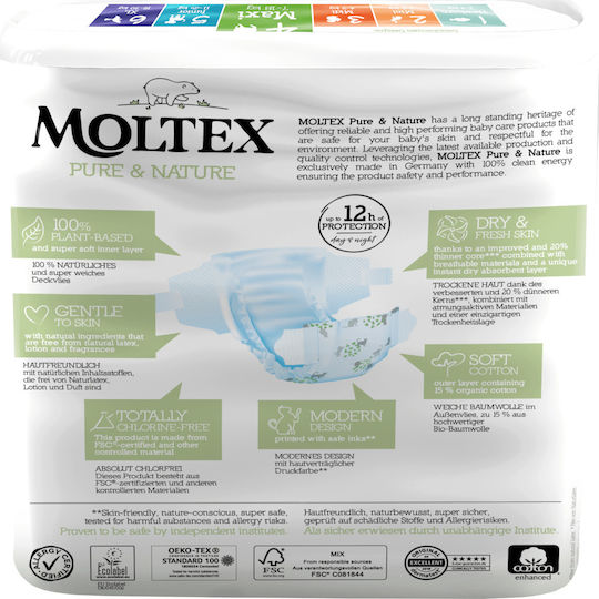 Moltex Πάνες με Αυτοκόλλητο Pure & Nature No. 4 για 7-18kg 29τμχ