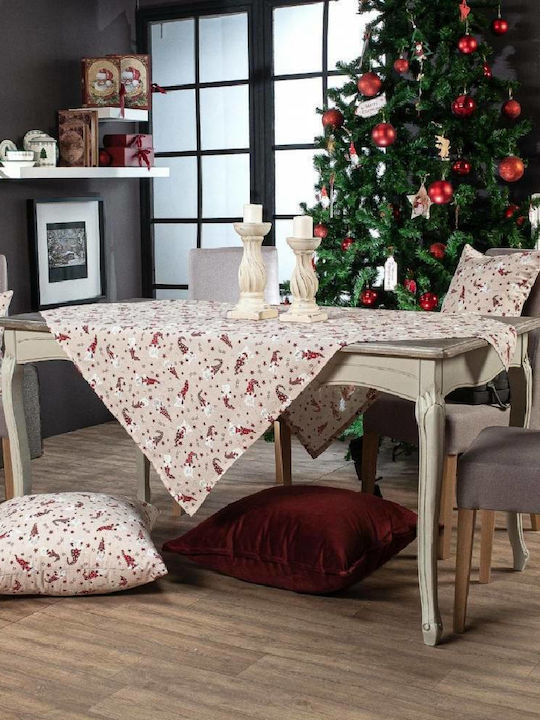 Teoran Weihnachtsdekoratives Kissen Zermatt Platz Beige 45x45cm