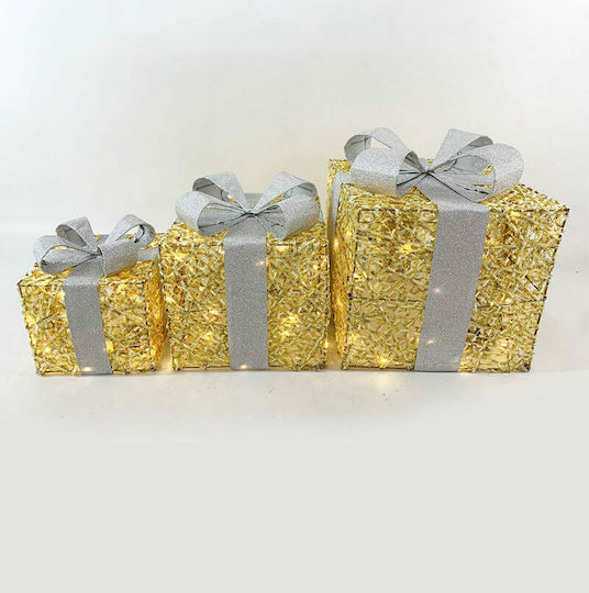 Aca Illuminated Christmas Figure Box Silver Length 30cm 3pcs