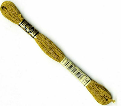 DMC Thread Embroidery Μουλινέ 117 Cotton in Gold color 8m Golden Olive