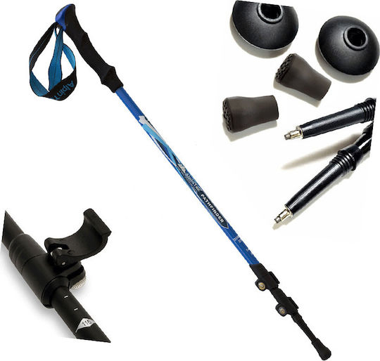 AlpinPro Pair of Telescopic Aluminum Fast Lock Trekking Poles with 3 Sections Pathfinder Blue 285gr