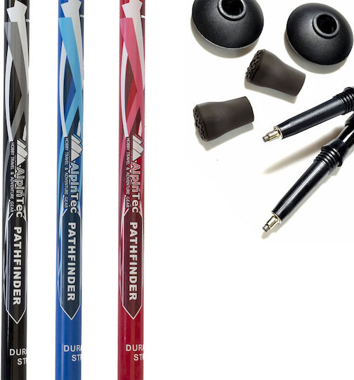 AlpinPro Pair of Telescopic Aluminum Fast Lock Trekking Poles with 3 Sections Pathfinder Black 285gr